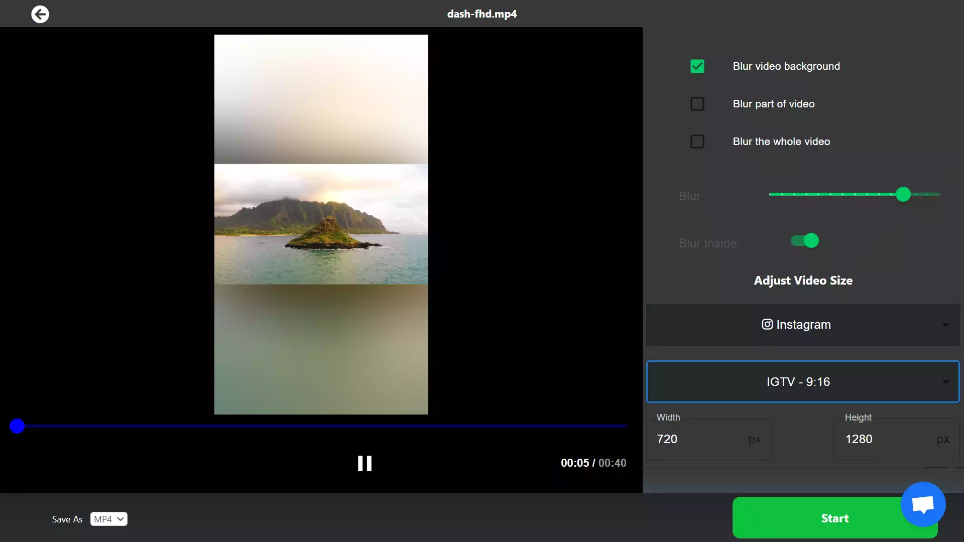 Ai4video's Video Background Blur Tool